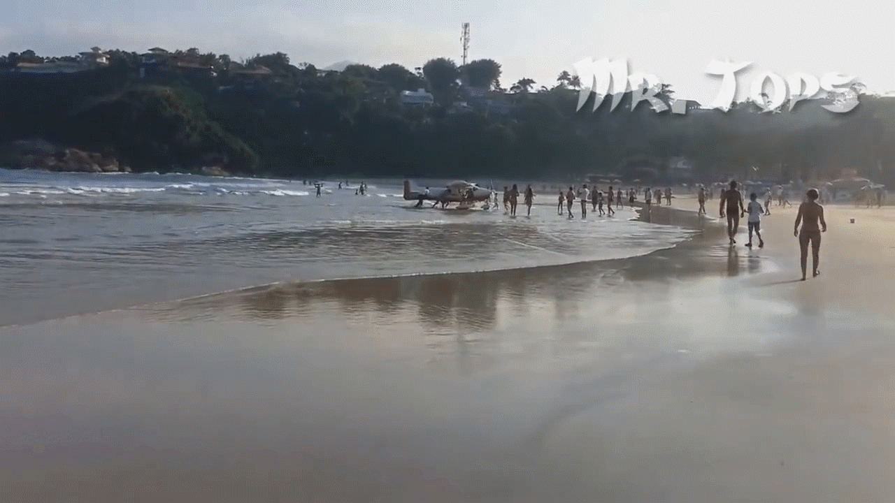 landing on a beach in Sao Paulo